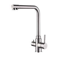 Смеситель для кухни со встроенным фильтром (краном) под питьевую воду Ledeme L4355-3/Нержавеющая сталь 