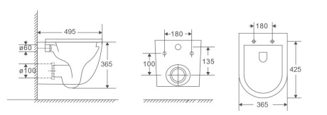Унитаз подвесной Kerald AQUARIUS безободковый Торнадо 495*360*365,сиденье дюропласт, микролифт (soft close) в Сочи и Адлере