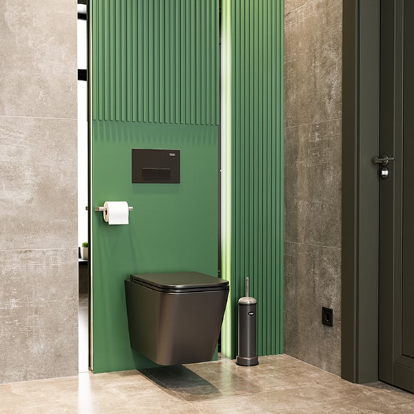 CUBE 2 BLACK унитаз подвесной с чёрной матовой крышкой Soft-close БЕЗОБОДКОВЫЙ в Сочи и Адлере