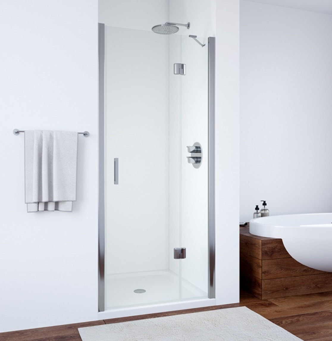 Дверь в душ.проем AFP-105  профиль бронза стекло прозрачное, правая