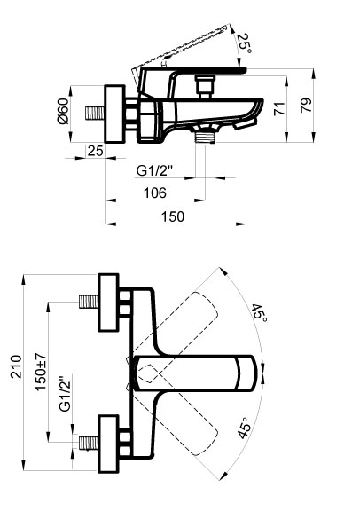 ATRI Смеситель для ванны с коротким изливом (AZ-15960501) в Сочи и Адлере