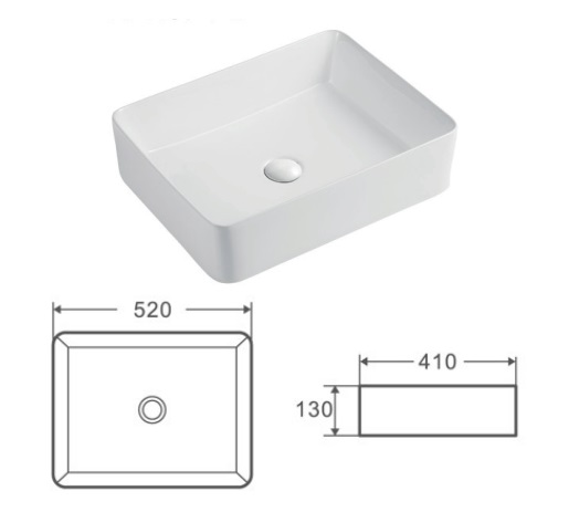 Раковина Kerald 520*410*130 мм накладная, белый  в Сочи и Адлере Раковина Kerald 520*410*130 мм накладная, белый  в Сочи и Адлере