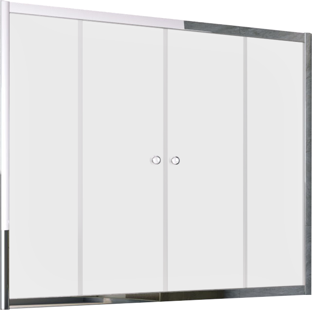 Ограждение на ванну двухстворчатое 150см профиль хром гл./Стекло сатин