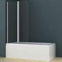 BOSTON 141 Душевая шторка на ванну 80 (41,5+38,5)*140 хром, 4мм прозрачное стекло 