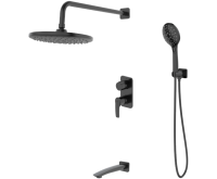 Душевая система скрытого монтажа с тропическим душем, ручным душем и изливом, черный матовый, Ray, IDDIS, RAYBL03i68