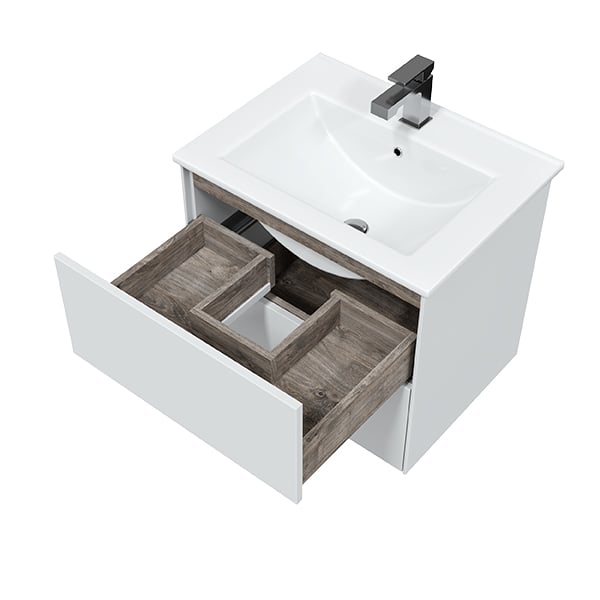 Ultra 60 тумба подвесная (2 ящика) белая матовая,(дополнительно Next 60 раковина керамическая)  в Сочи и Адлере