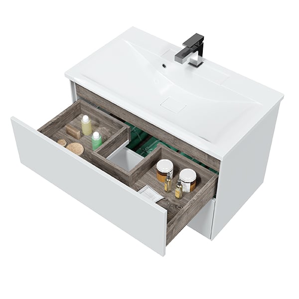 Ultra 80 тумба подвесная (2 ящ.) белая глянцевая 800 (дополнительно Next 80 раковина керамическая) в Сочи и Адлере