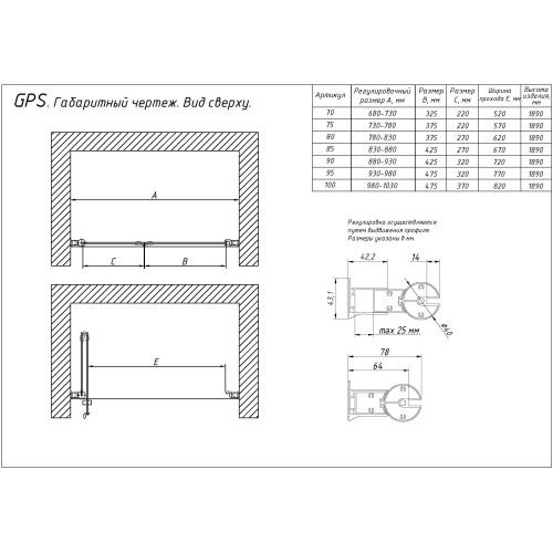 Дверь в душевой проем EP LUX 85 07 01 R в Сочи и Адлере