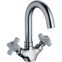 Смеситель для раковины c керамич. ручки бел/хром FRAP(10)