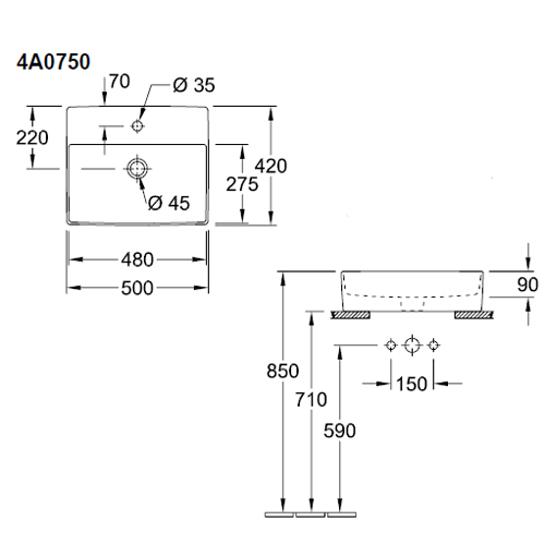 Раковина, Villeroy&Boch, Memento, ширина, мм-500, глубина, мм-420, высота, мм-90, тип установки-на столешницу, отверстия для смесителя-1, перелив-есть в Сочи и Адлере Раковина, Villeroy&Boch, Memento, ширина, мм-500, глубина, мм-420, высота, мм-90, тип установки-на столешницу, отверстия для смесителя-1, перелив-есть в Сочи и Адлере