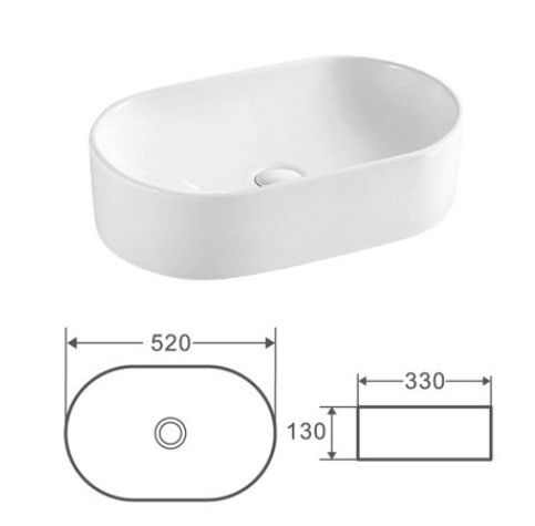 Раковина Kerald 520*330*130 мм накладная, белый в Сочи и Адлере Раковина Kerald 520*330*130 мм накладная, белый в Сочи и Адлере
