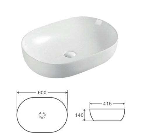 Раковина Kerald 600*415*140 мм накладная, белый  в Сочи и Адлере Раковина Kerald 600*415*140 мм накладная, белый  в Сочи и Адлере