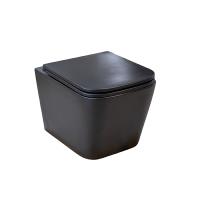 CUBE 2 BLACK унитаз подвесной с чёрной матовой крышкой Soft-close БЕЗОБОДКОВЫЙ