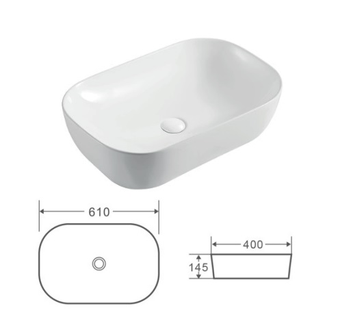 Раковина Kerald 610*400*145 мм накладная, белый  в Сочи и Адлере Раковина Kerald 610*400*145 мм накладная, белый  в Сочи и Адлере