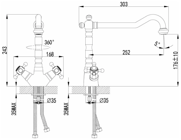 Смеситель Lemark Vintage LM2805B для кухни в Сочи и Адлере Смеситель Lemark Vintage LM2805B для кухни в Сочи и Адлере