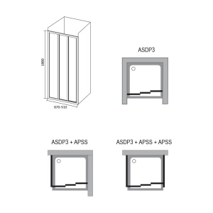 Душевая дверь Supernova ASDP3-90 белый+перл в Сочи и Адлере