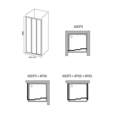 Душевая дверь Supernova ASDP3-90 белый+перл в Сочи и Адлере