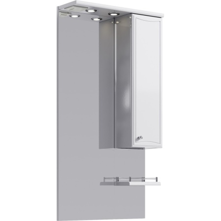 БАРСЕЛОНА 60 Зеркало с полочкой, шкафчиком, а также светодиодной подсветкой, включателем и розеткой (Ш60хВ108хГ17,5) в Сочи и Адлере