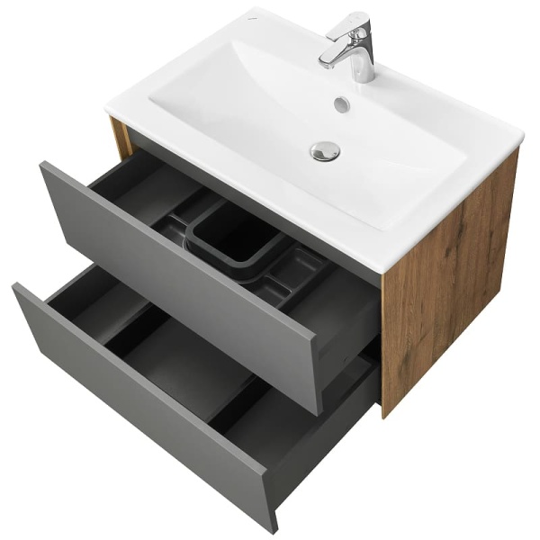 Сохо 75 Тумба-умывальник Дуб Веллингтон/Графит софт (Умывальник"Элина-75") в Сочи и Адлере Сохо 75 Тумба-умывальник Дуб Веллингтон/Графит софт (Умывальник"Элина-75") в Сочи и Адлере