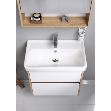 СИТИ 50 Тумба ДУБ КАНАДСКИЙ подвесная, два ящика с раковиной МИНИ 50 (Ш50хВ59хГ38) в Сочи и Адлере