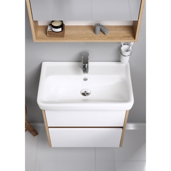 СИТИ 50 Тумба ДУБ КАНАДСКИЙ подвесная, два ящика с раковиной МИНИ 50 (Ш50хВ59хГ38) в Сочи и Адлере