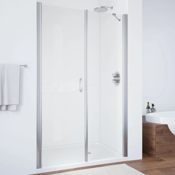 Дверь в душевой проем EP-F-2 110 08 01 профиль хром глянцевый стекло прозрачное левая