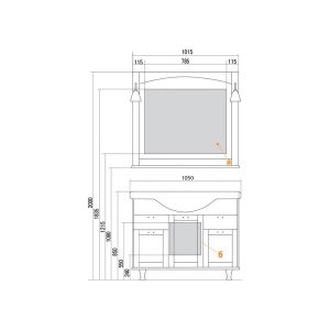 ЖЕРОНА 105 зеркало белое серебро+светильник MAGALI(FU003964) (2шт) в Сочи и Адлере