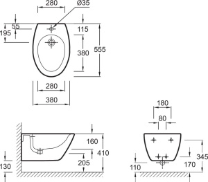 Presqu`ile Биде подвесной 55х38, белое в Сочи и Адлере