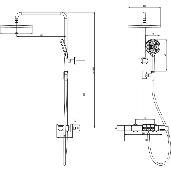 PIANO Душевая система с термостатом, хром в Сочи и Адлере
