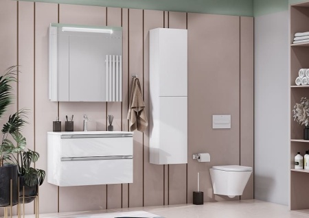 Тумба под раковину Roca THE GAP 800 мм, 2 ящика, подвесная, белый глянец (A857399806) в Сочи и Адлере