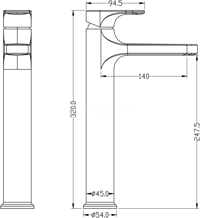 Смеситель для умывальника высокий SPECTRE Matt White в Сочи и Адлере