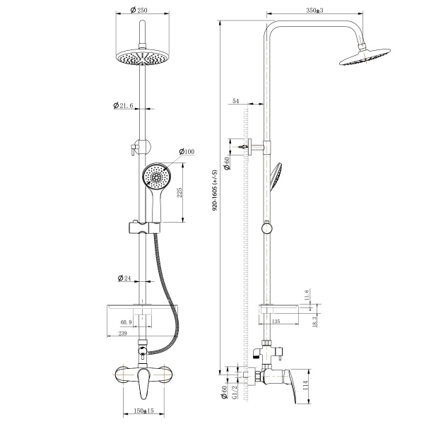 Смеситель Lemark Linara LM0460C для душа с верхней душевой лейкой "Тропический дождь", хром в Сочи и Адлере Смеситель Lemark Linara LM0460C для душа с верхней душевой лейкой "Тропический дождь", хром в Сочи и Адлере