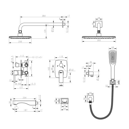 Смеситель Lemark Ursus LM7222BL для ванны и душа, встраиваемый в Сочи и Адлере