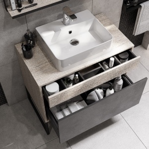 Лофт Урбан 80 Тумба-умывальник графит\Орегон (Умывальники GEOMETRY 450х400, MILA 400, Dreja Джой 3, MILA 350*350) в Сочи и Адлере Лофт Урбан 80 Тумба-умывальник графит\Орегон (Умывальники GEOMETRY 450х400, MILA 400, Dreja Джой 3, MILA 350*350) в Сочи и Адлере