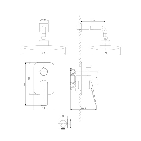 Смеситель Lemark Allegro LM5929CW для душа встраиваемый с дополнительной 1-функциональной лейкой, хром в Сочи и Адлере