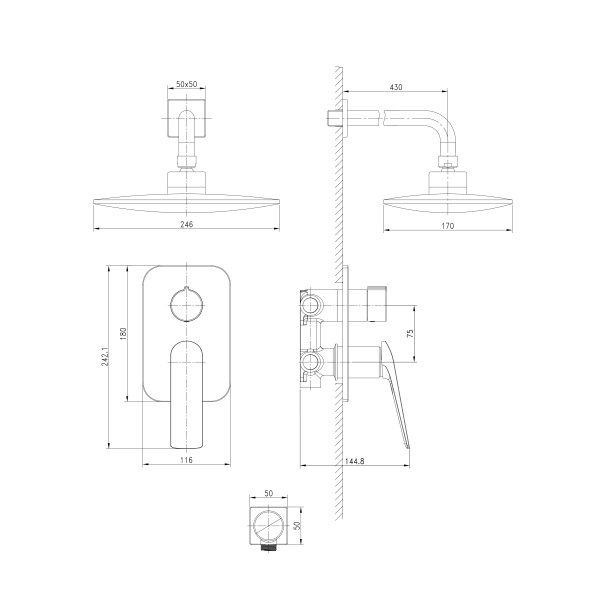 Смеситель Lemark Allegro LM5929CW для душа встраиваемый с дополнительной 1-функциональной лейкой, хром в Сочи и Адлере Смеситель Lemark Allegro LM5929CW для душа встраиваемый с дополнительной 1-функциональной лейкой, хром в Сочи и Адлере