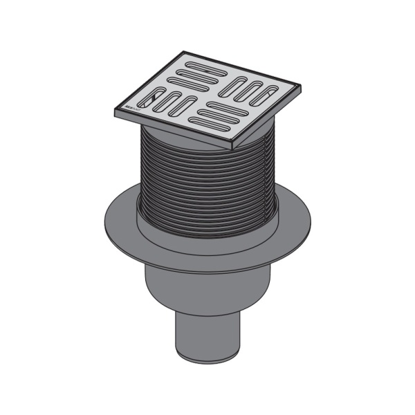 Сливной трап 105 × 105/50, подводка – прямая, решетка – нержавеющая сталь, гидрозатвор – комби в Сочи и Адлере