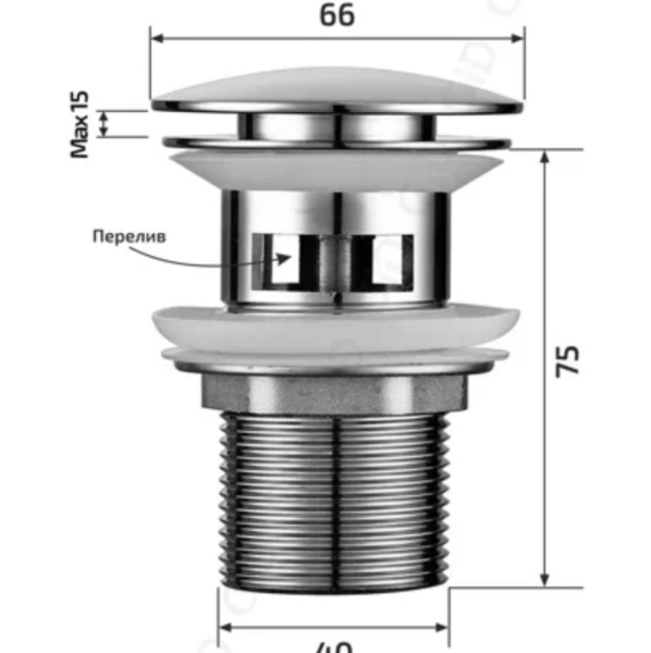 Донный клапан для раковины хром с переливом Gid CH100-1 в Сочи и Адлере