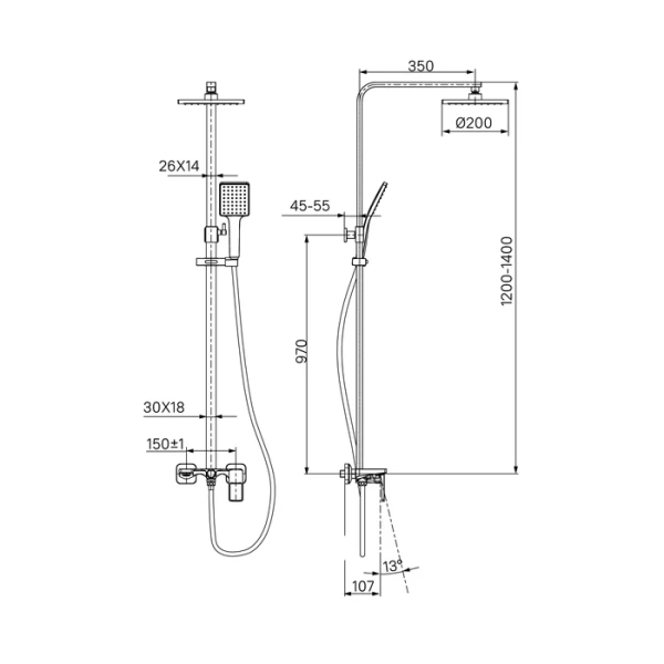 Смеситель с верхним душем, Bild, IDDIS, BILSB1Fi06 в Сочи и Адлере Смеситель с верхним душем, Bild, IDDIS, BILSB1Fi06 в Сочи и Адлере