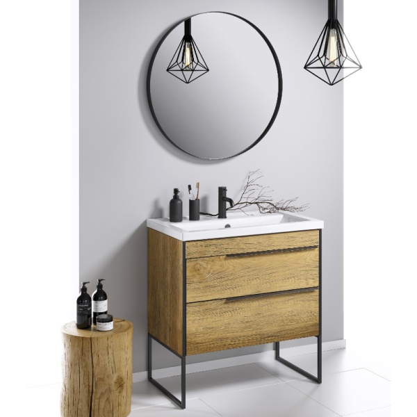 FARGO 80 Тумба подвесная дуб балтийский с раковиной CLASSIC 80/ФОСТЕР 80/МИРАНДА 80 (Ш81хВ60,7хГ46) FRG0108DB+Фостер80  в Сочи и Адлере