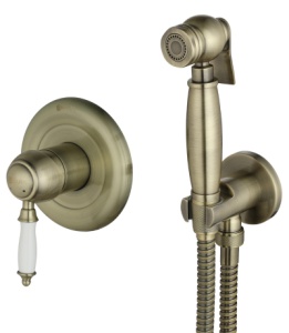 Смеситель Lemark Villa LM4819B с гигиеническим душем, встраиваемый, бронза