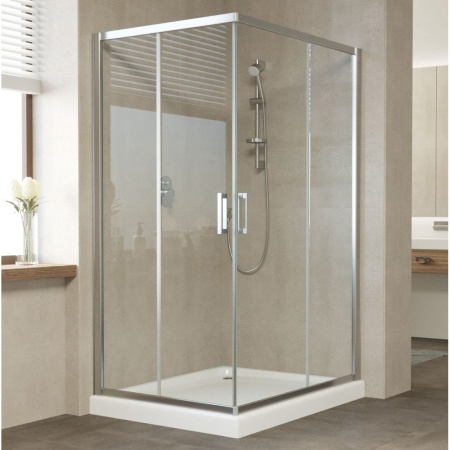 Душевой уголок Vegas Glass ZA-F 110*90 08 01 профиль глянцевый хром, стекло прозрачное в Сочи и Адлере