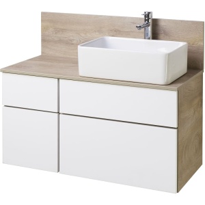 МИШЕЛЬ 100 Тумба-умывальник дуб Эндгрейн/Белый (раковина MILA 350x500/Infinity 60) без столешницы МИШЕЛЬ 100 Тумба-умывальник дуб Эндгрейн/Белый (раковина MILA 350x500/Infinity 60) без столешницы
