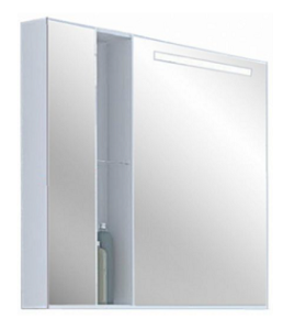 Марко 80 шкаф-зеркало со светильником белый  Марко 80 шкаф-зеркало со светильником белый