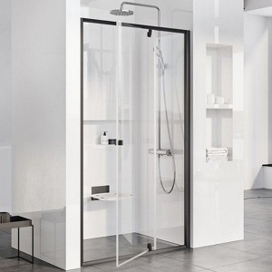 Душевая дверь PDOP2-100 см (961 - 1011 x 1900 вход 492 мм) чёрный + транспарент