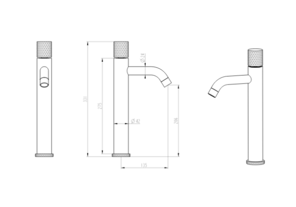 Смеситель STICK для умыв. выс. GOLD DIAMOND GOLD_Комплект в Сочи и Адлере