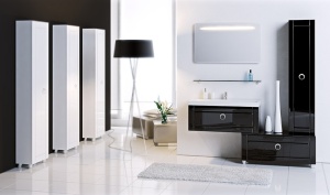 ИНФИНИТИ 100 Тумба подвесная с одним ящиком в белом глянцевом цвете с умывальником из литьевого мрамора ИНФИНИТИ 100 (Ш100хВ42,5хГ40) в Сочи и Адлере ИНФИНИТИ 100 Тумба подвесная с одним ящиком в белом глянцевом цвете с умывальником из литьевого мрамора ИНФИНИТИ 100 (Ш100хВ42,5хГ40) в Сочи и Адлере