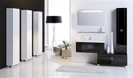 ИНФИНИТИ 100 Тумба подвесная с одним ящиком в белом глянцевом цвете с умывальником из литьевого мрамора ИНФИНИТИ 100 (Ш100хВ42,5хГ40) в Сочи и Адлере