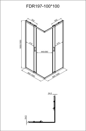 Душевое ограждениe 100*100*195 графит,6мм в Сочи и Адлере