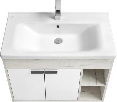 Флай 80 Тумба белый, дуб крафт (раковина приобретается отдельно Миранда-80) в Сочи и Адлере